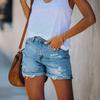 2024 European & American Street Fashion Ripped Straight Wide-Leg Denim Shorts for Women