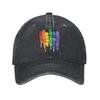 LGBTQ Rainbow Baseball Cap Vintage Distressed Denim Gay Pride LGBT Awareness Ally Snapback Cap Unisex  Outdoor All Seasons Caps