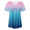 Women's Casual V-Neck Short Sleeve Chest Ruffle Printed Top
