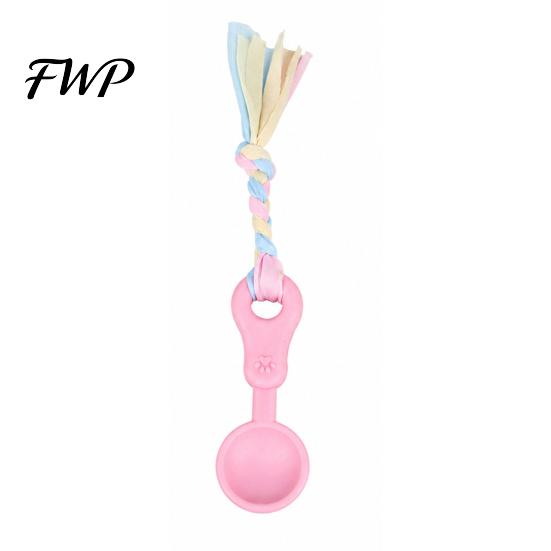 Bite Resistant Dog Toy Molar Chewing with Rope, TPR Spoon Head Durable Woven Puppy Teething Relief Tools Knot Training Toy, Macaron Colors Teeth
