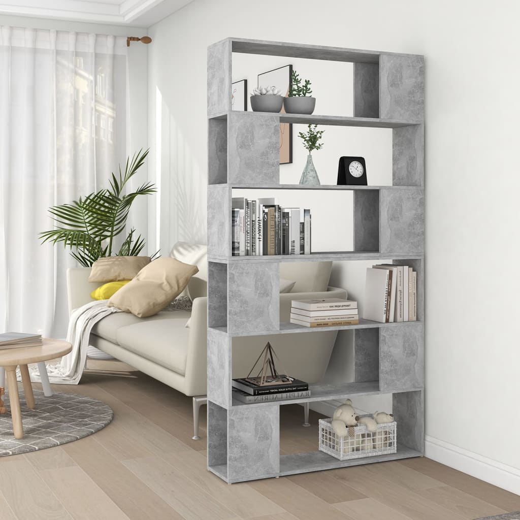 Bookshelf Room Divider Concrete Grey 100 x 24 x 188 cm