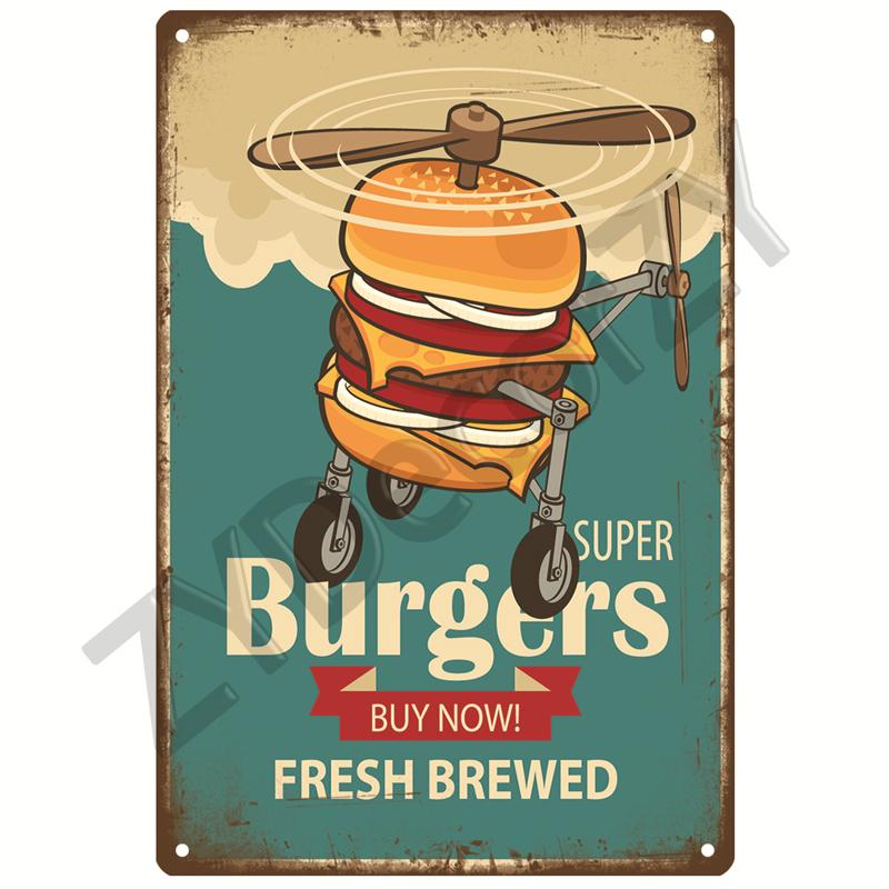 Pizza Retro Tin Sign Poster Vintage Wall Posters Metal Sign Decorative Wall Plate Kitchen Plaque Metal Vintage Decor Accessories