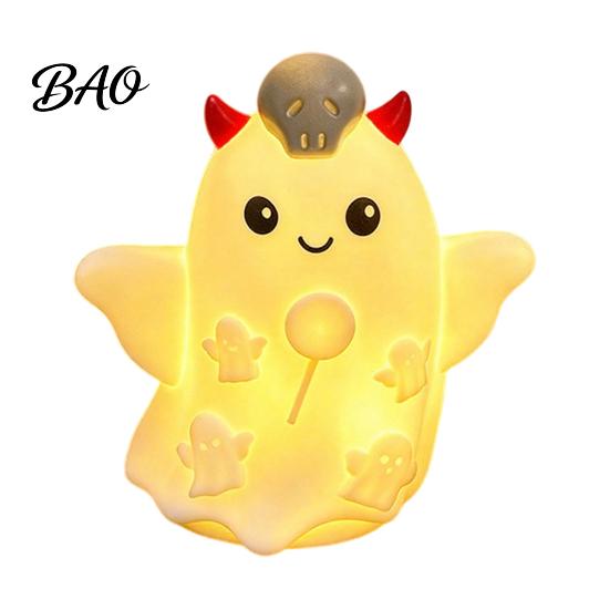 Battery Operated Nursery Light Cute Halloween Ghost/Pumpkin LED Night for Desktop Decoration, Safe Flameless Candle with Warm Glow Home Party