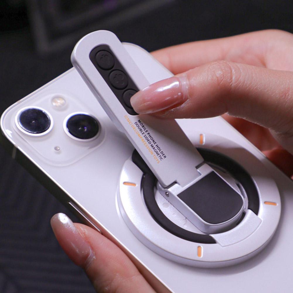 360°Rotatable Strong Magnetic Phone Holder Foldable Gym Holder With Stress Relief Fidget Buttons Phone Kickstand Finger Ring
