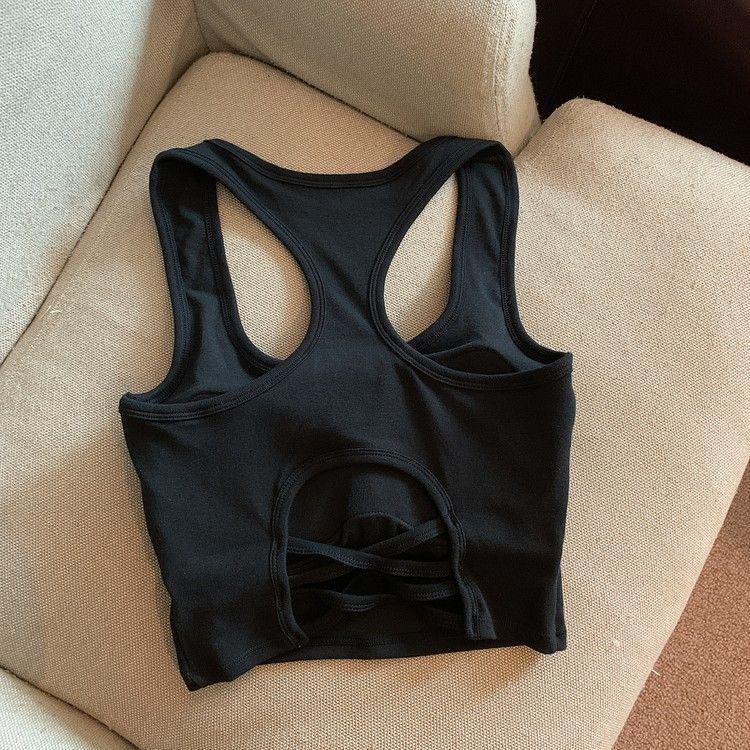 2024 Sportliches scharfes Sommer-Trägertop rückenfrei mit Brustpolstern - figurbetont, pure Lust