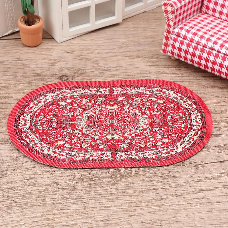 1:12 Puppenhaus Miniatur runder Bodenteppich, ovaler Teppich, Bodenmatte, Modell, Schlafzimmer, Wohnzimmer, Dekor, Spielzeug, Puppenhauszubehör