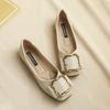 Flat Single Shoes Women's Spring and Autumn 2025 New Shallow Soft Leather Square Head 4143 Large Size Women's Shoes Soft Sole Doudou Shoes