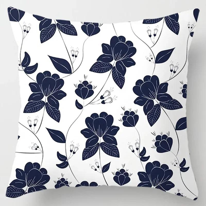 Modern Simple Dark Blue Geometric Pillowcase Home Sofa Cushion Cover