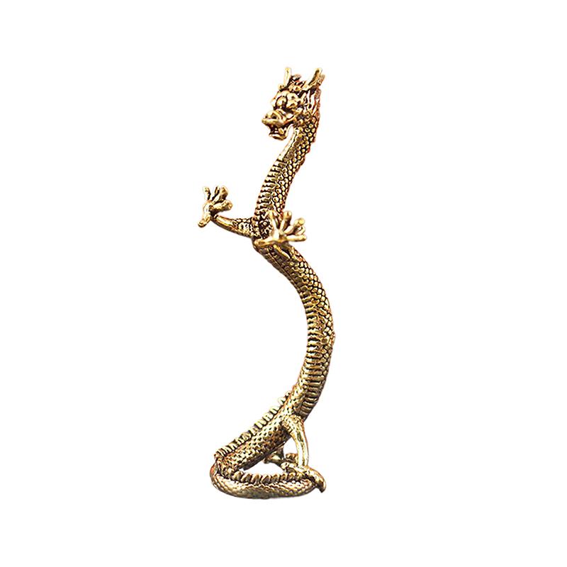 

Hot 1Pcs Pure Brass Loong Crafts Ornaments Zodiac Dragon Statue Standing Dragon Decoration Home Decorations