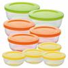 Iwaki 9-Piece Heat-Resistant Glass Storage Containers, Pack Bowl, Colorful, 180ml, 400ml, and 800ml Capacity, 2 Large, 3 Medium, and 4 Small, Glass, M
