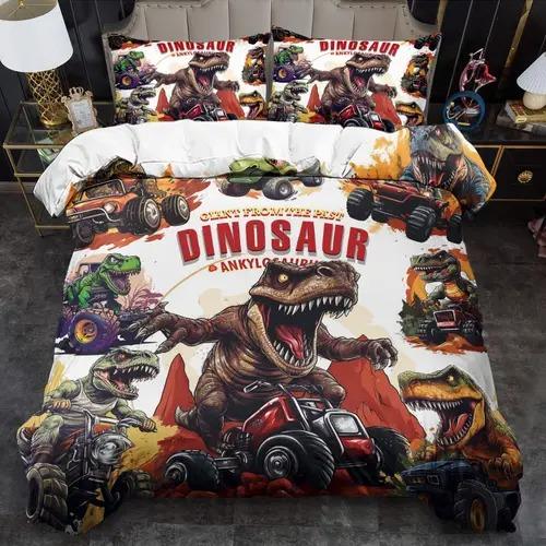 Cartoon Dinosaur Duvet Cover Bedding Decoration With Cartoon Dinosaur Pattern Suitable For Children Kids And Adults Warm Soft