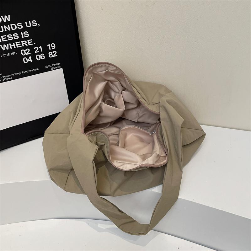 Canvas Bag Women's Dumpling Bag Solid Color Shoulder Bag Large Capacity Crossbody Bag