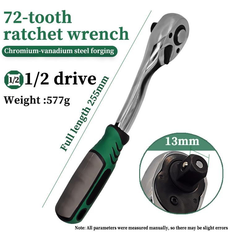 Quick Release Ratchet Spanner 72 Teeth Ratchet Wrench Pear Head Ratchet Spanner Adjustable Ratchet Socket Wrench (as the picture,1/2)