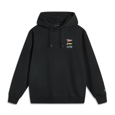 Li Ning Sports Lifestyle Series High Street American Retro Fashion Versatile Hooded Printed Pullover Knit Long Sleeve Sweatshirt AWDV811-1