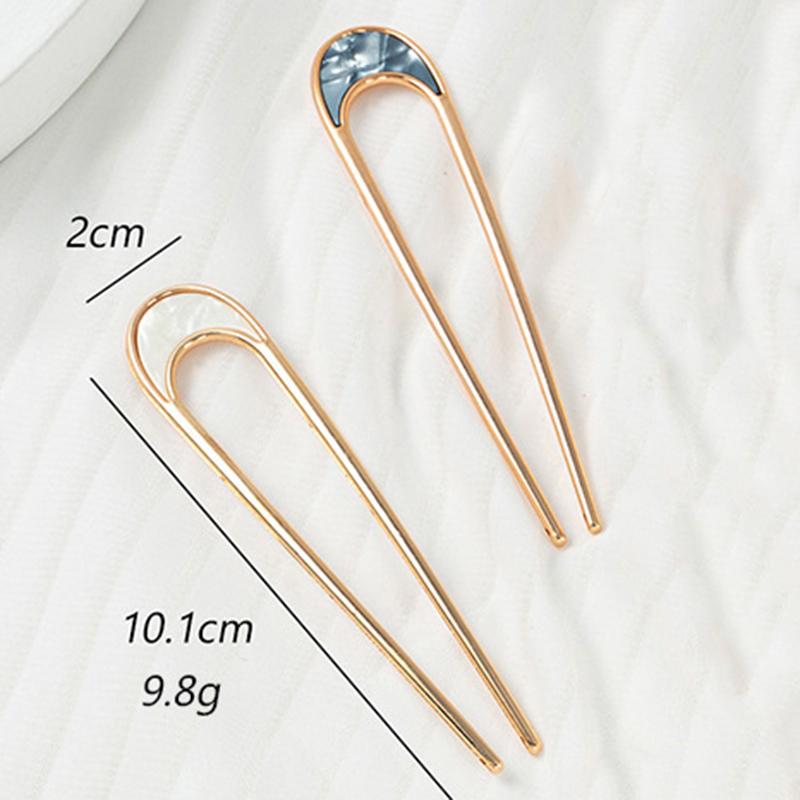 U-Shaped Hair Fork Metal Gold Shell Hairpin Geometric Headwear Hair Sticks Women Girls Hair Accessories