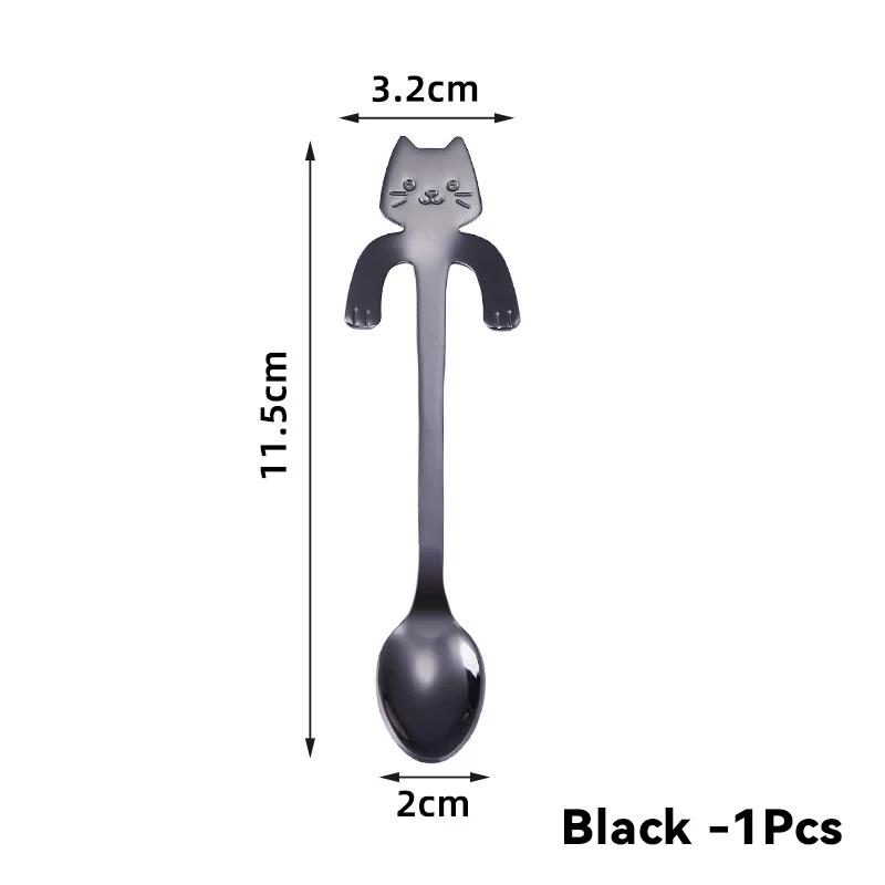Neu 1 Stücke Edelstahl Kreative Katze Geformt Kaffeelöffel Teelöffel Kinder Löffel Kuchen Rühren Zucker Suppe