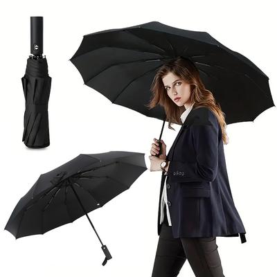 10-Rib Automatic Folding Umbrella - Durable for Rain Or Shine, With UV Protection, Compact for Travel - Mens & Womens,Students