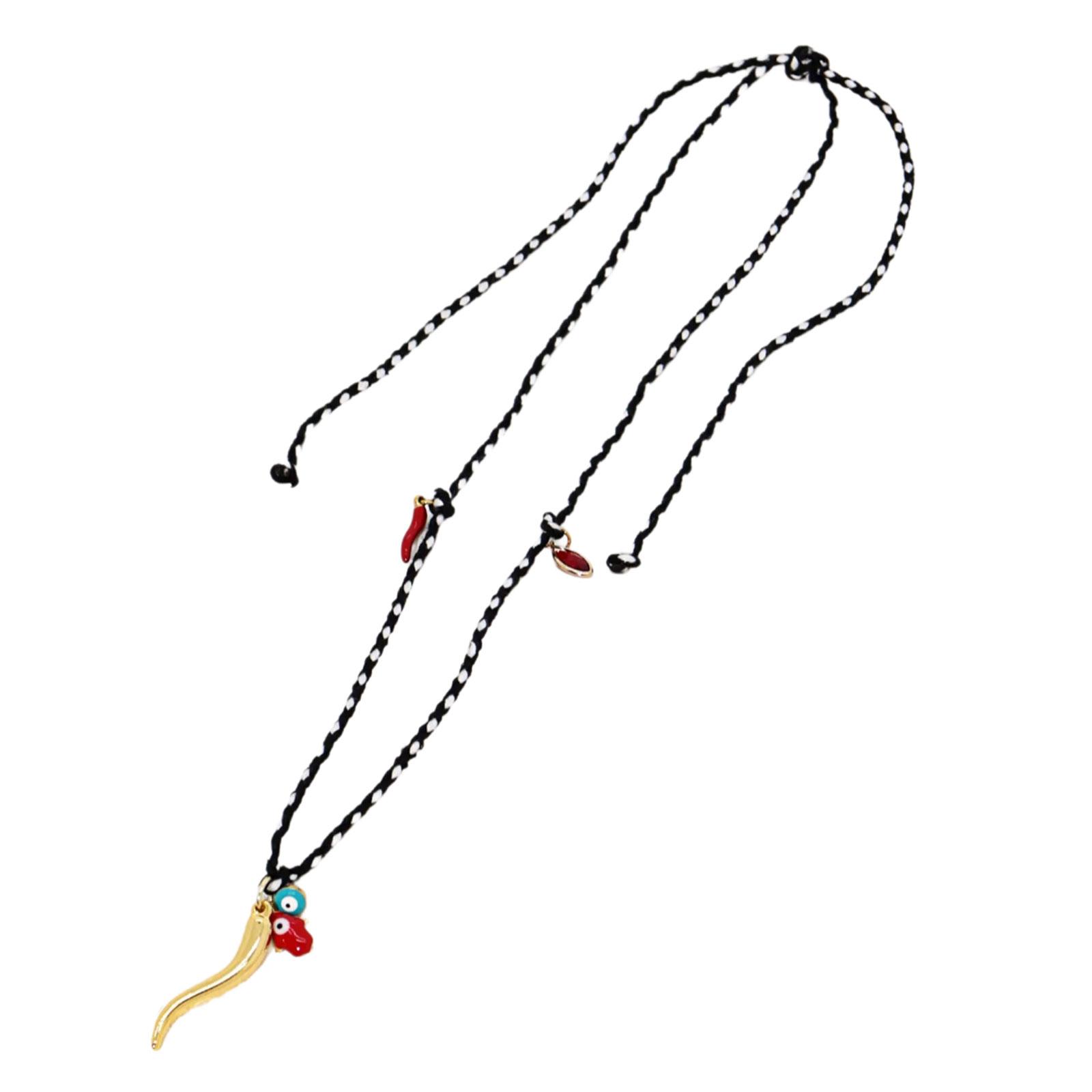 

Стильное ожерелье из хлопковой веревки Художественное ожерелье-чокер из хлопковой веревки с подвеской в виде перца от сглаза для женщин 2