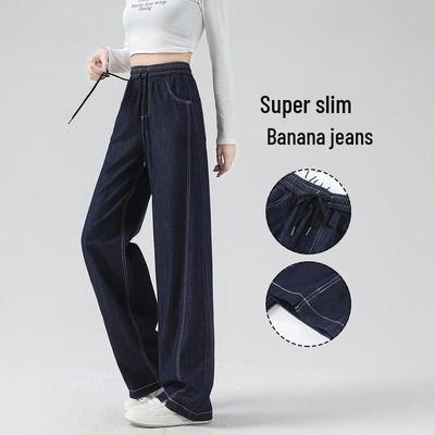 Handu Yishe Damskie Dżinsy Banana z Wysokim Stanem i Rozcięciem