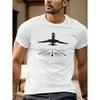 Airplane Takeoff Graphic Men's Cotton Short Sleeve T-Shirt Breathable Sports Daily Tee