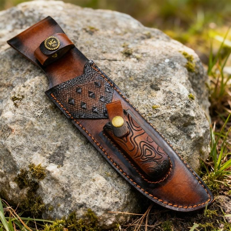 Handcrafted Leather Cutter Sheath Cutter Holder For Compacts Fixed Blade Outdoor Hand Stitched Water Resistant Design