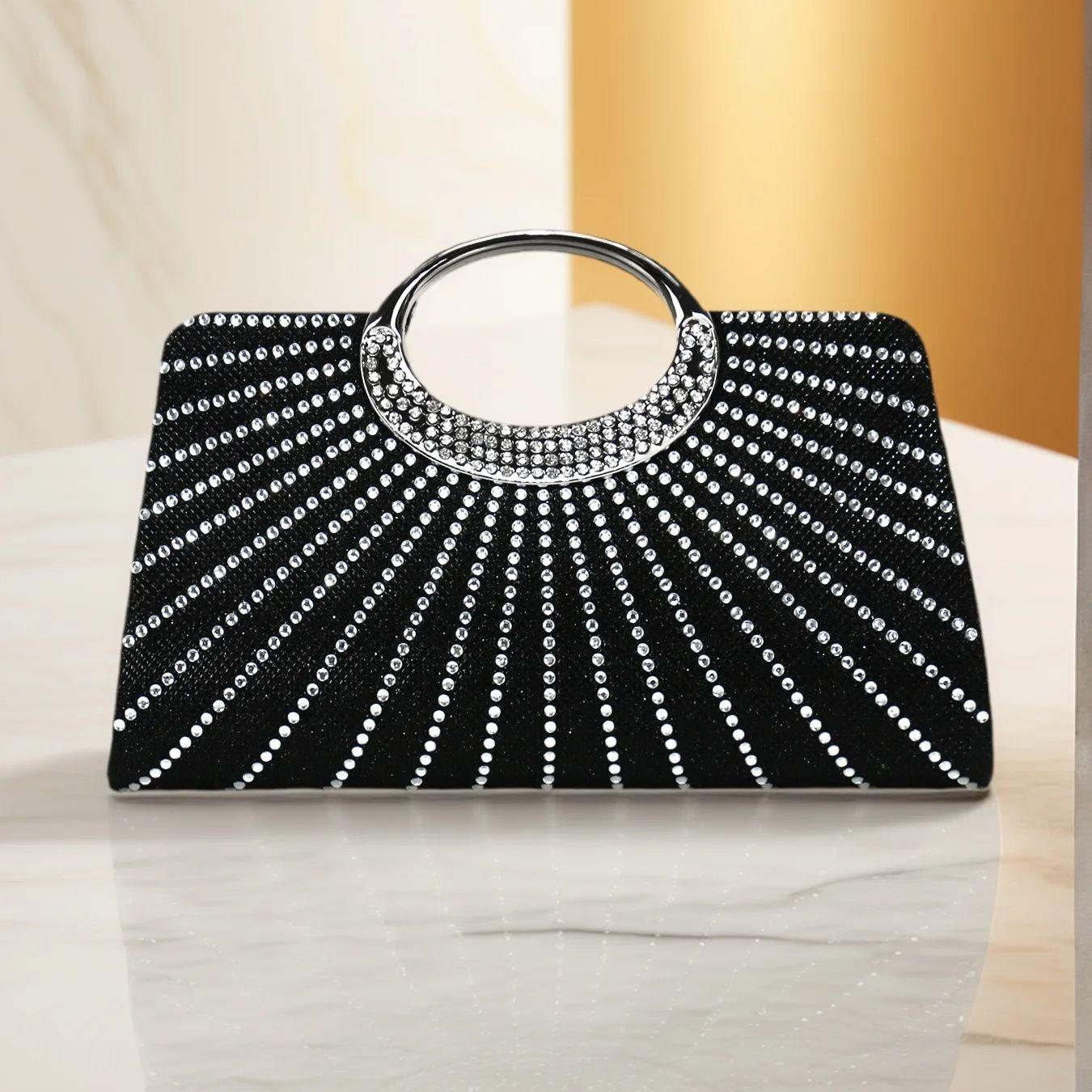 

Party Wedding Bridal Handbags Bucket Design Rhinestones Glitter Evening Clutch Bags Cover Open Banquet Purse