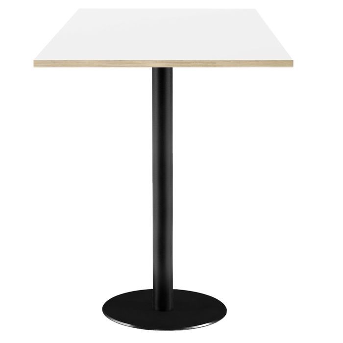 60 X 60 Cm High Table - White Rome Model with Wooden Edges