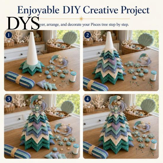 Handmade Gift for Special Occasions DIY Quilted Zodiac Tree Kit, Fabric Patchwork Sewing Constellation Ornament Kit Signs Craft Adults, Desktop