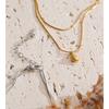 Yhpup Stainless Steel Double-Layer Chain Chic Pendant Drop Necklace 2026 Fashion Stain Less Metal Charm Casual Daily Jewelry