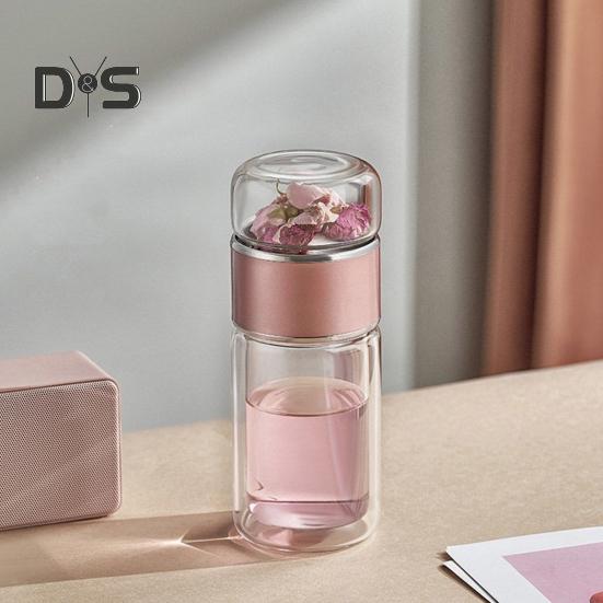 Glass Tea Infuser Double Layer Insulation Tea Maker Leak-proof Portable Travel Tea Cup with Filter Tea Water Separation Tea Bottle Gift for Tea Lovers