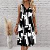 Plus Size V Neck Sleeveless Green Bamboo Valley Brook Print For Elegant Summer Daily Outfit