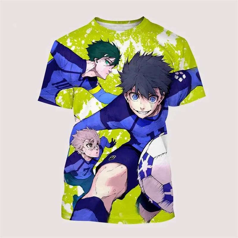 Anime Blue Lock 3D Printed Top Fashionable Sports Short Sleeved Men's T-shirts - Soft Medium Stretch Polyester Fabric Summer Relaxed Fit Clothing