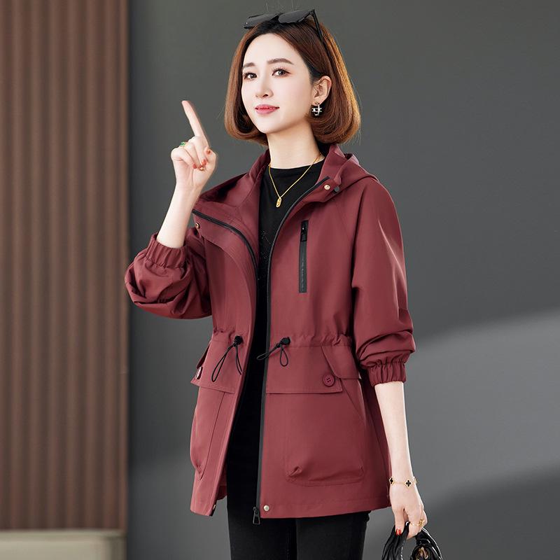 

Красная ангоровая куртка с капюшоном, приталенного силуэта, весна 2025 M (90-115 jin)