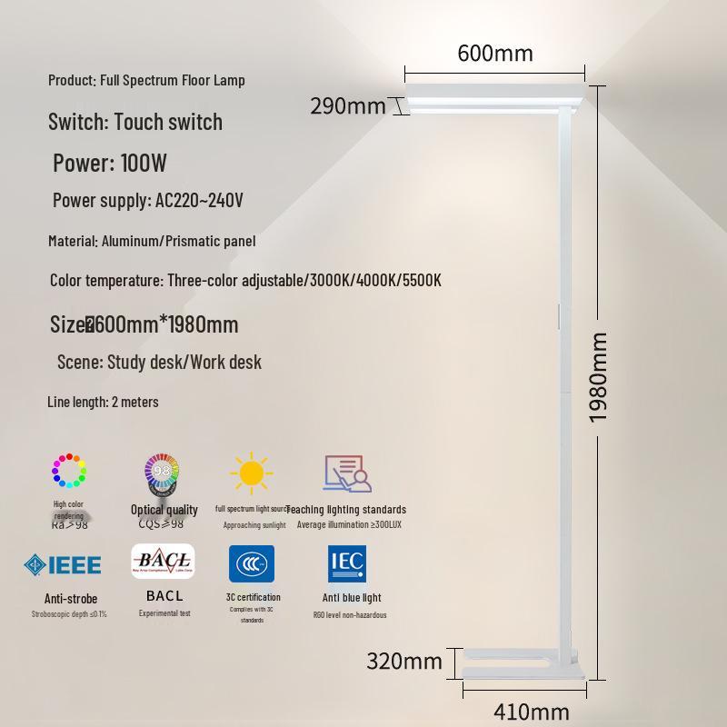 American Original Full Spectrum Eye Protection Floor & Desk Lamp for Children's Reading & Piano