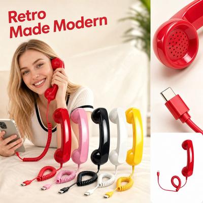Vintage Retro Telefonní sluchátko s konektorem pro chytrý telefon, Externí sluchátko pro domácnost a hovory