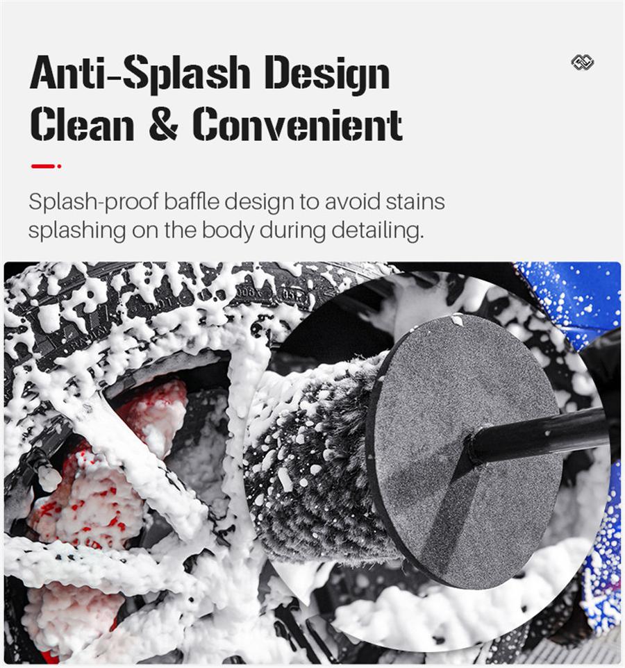 Car Microfiber Wheel Hub Rim Cleaning Brush Kit Non-Slip Handle Bendable Brush