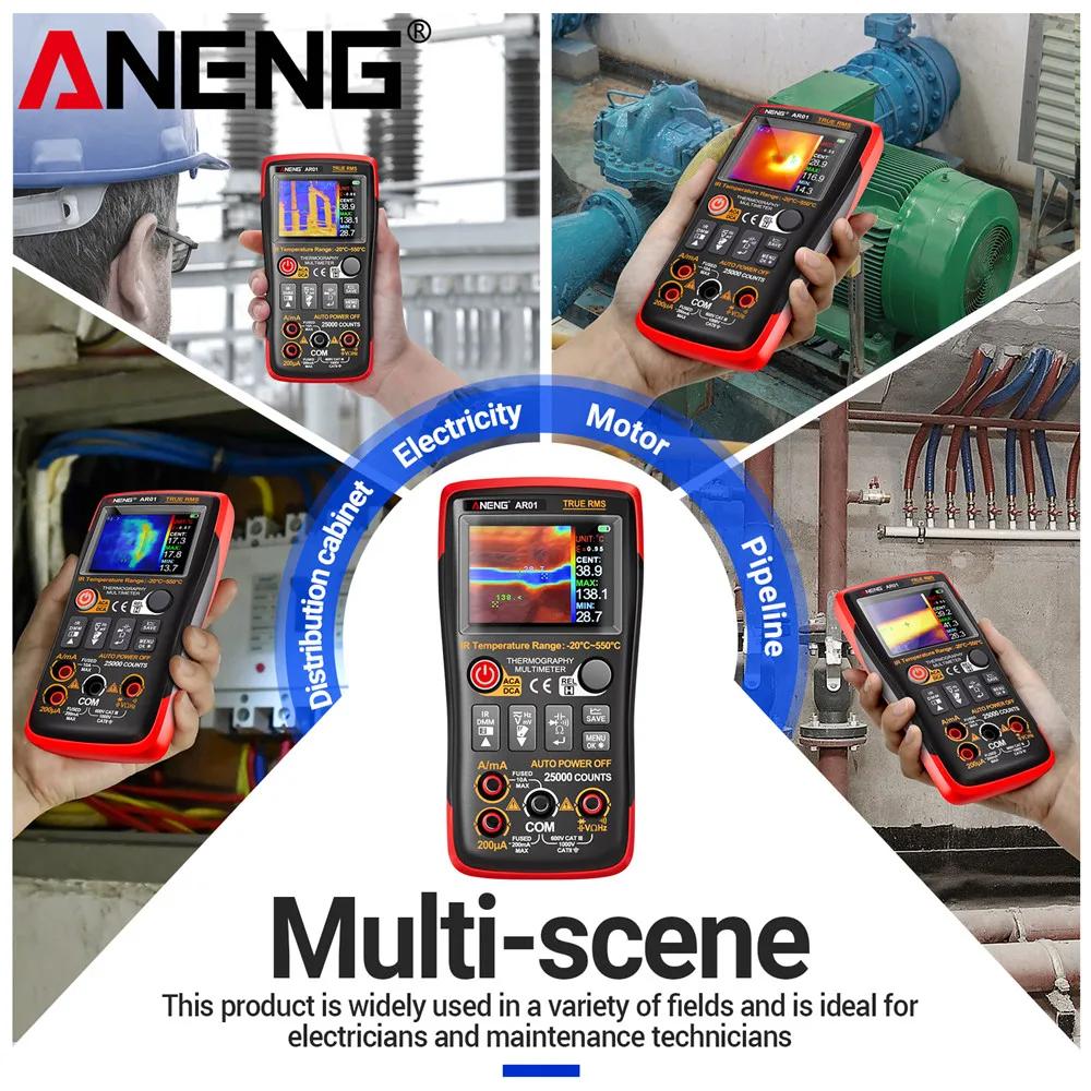 New ANENG AR01 HD Thermal Imager Multimeter 2 in 1 25000 Counts  AC/DC Voltage Current Tester 250M Ohm Multimetro TFT Tester Tool with Digital Display