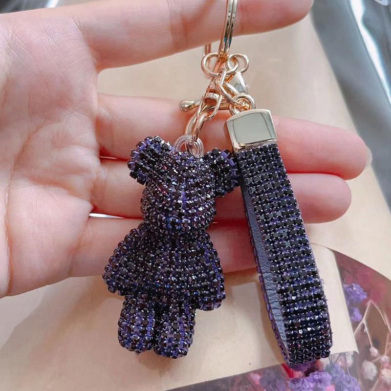 Creative Diamond bear Car Keychain hand-made luxury keychain rhinestone keychain Bag Pendant Doll girl gift pendant