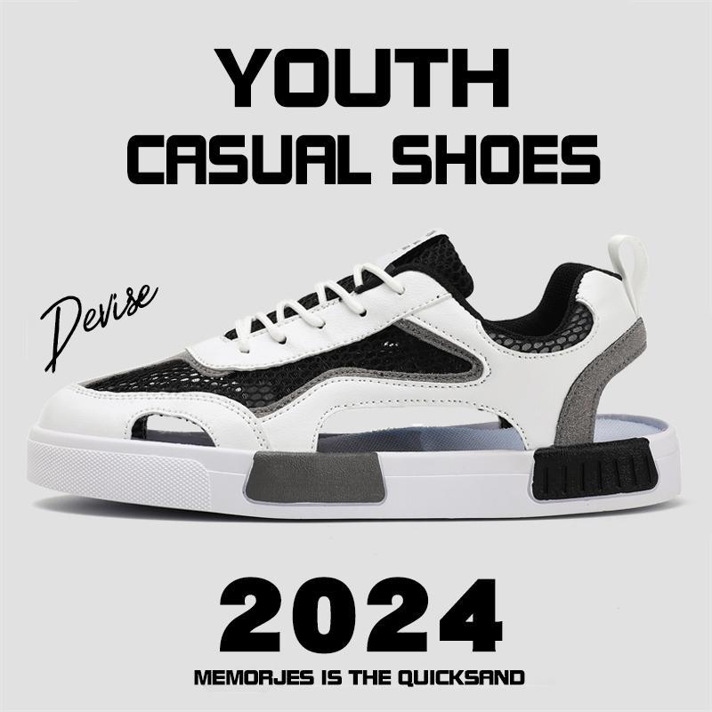 Tide shoes sandals men's summer wear ins tide hollow mesh breathable dad shoes sports bag head sandals 46