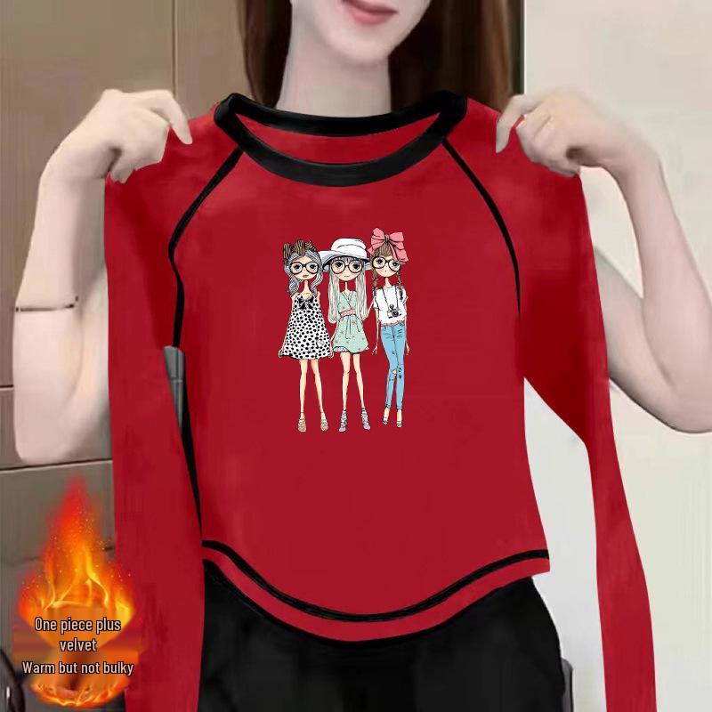 

Women s 2024 Double-Sided Velvet Long-Sleeve Top - Autumn/Winter Chic Style L (Recommended 115-125 jin)