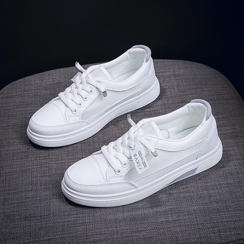 2025 Summer Women's Mesh Breathable Casual Sneakers - Korean Style, Non-slip, Fashionable Soft Sole, White.