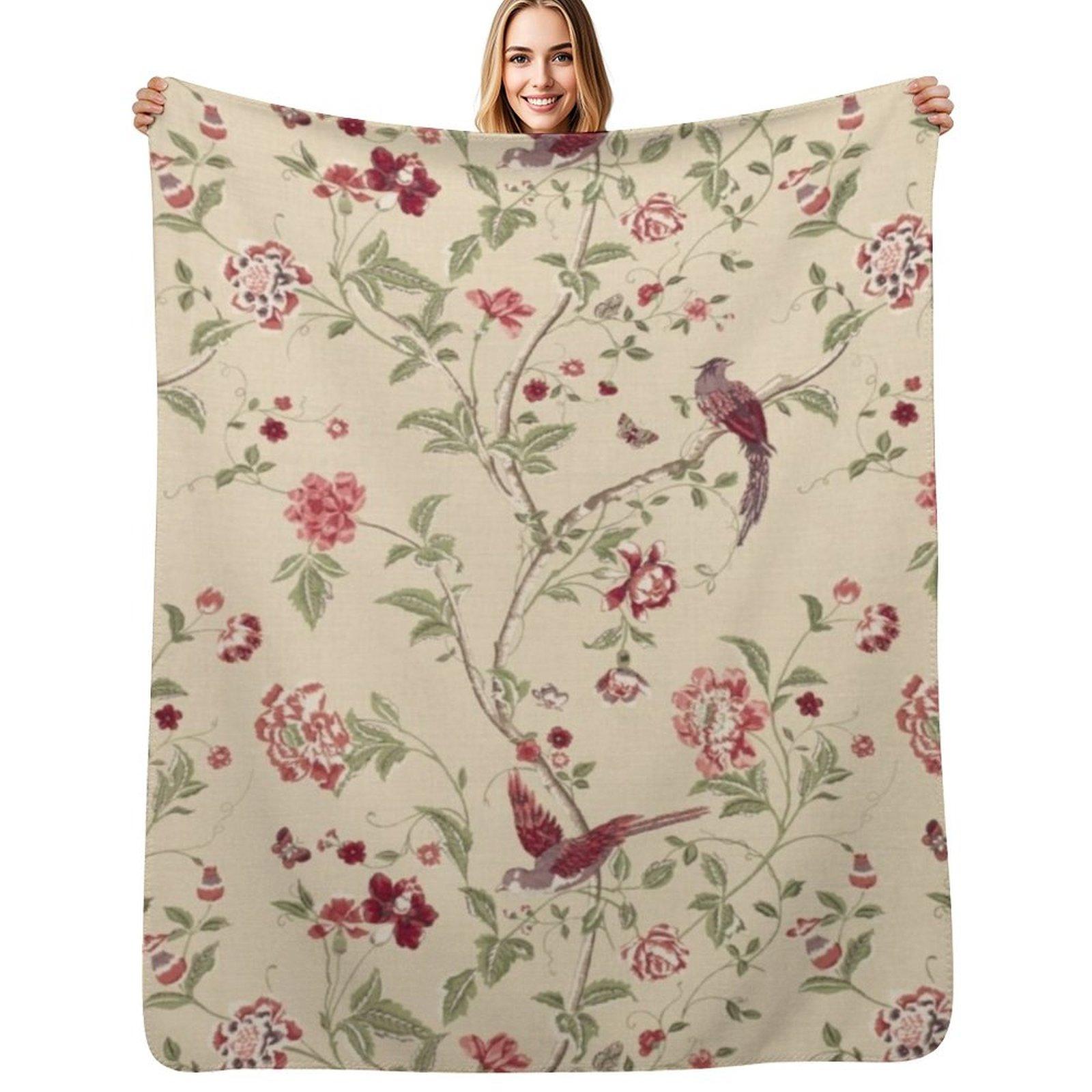 

Laura Ashley flowers brids Throw Blanket Durable Warm Blanket for Daily Home Use 102x76cm(40x30in)