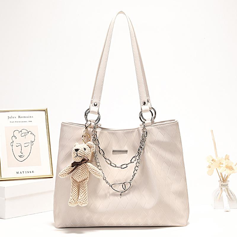 

Leather Bag, Light Luxury, Large Capacity Tote Bag, Female College Student s New Commuting Handbag, One Shoulder Large Bag