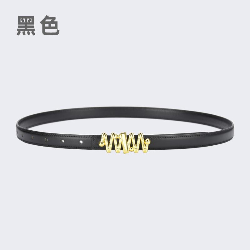 Belt Women'S Jeans Leather Simple Style Decoration Black Casual Thin Belt Tide