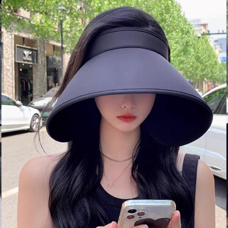 Outdoor Sun Protective Hat for Women Breathable Hollow Top Design Wide Brims Hat for Various Activity Fishing Cycling