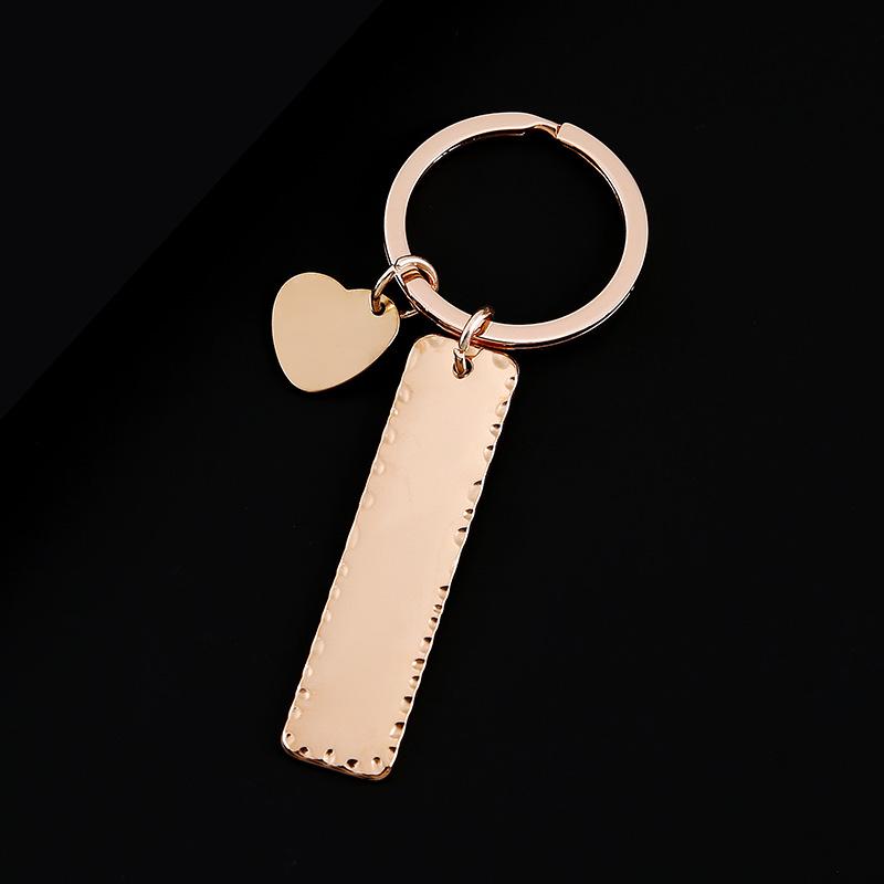 Cross Laser Engraved UV Color Printed Peach Heart Stainless Steel Keychain Holiday Gift