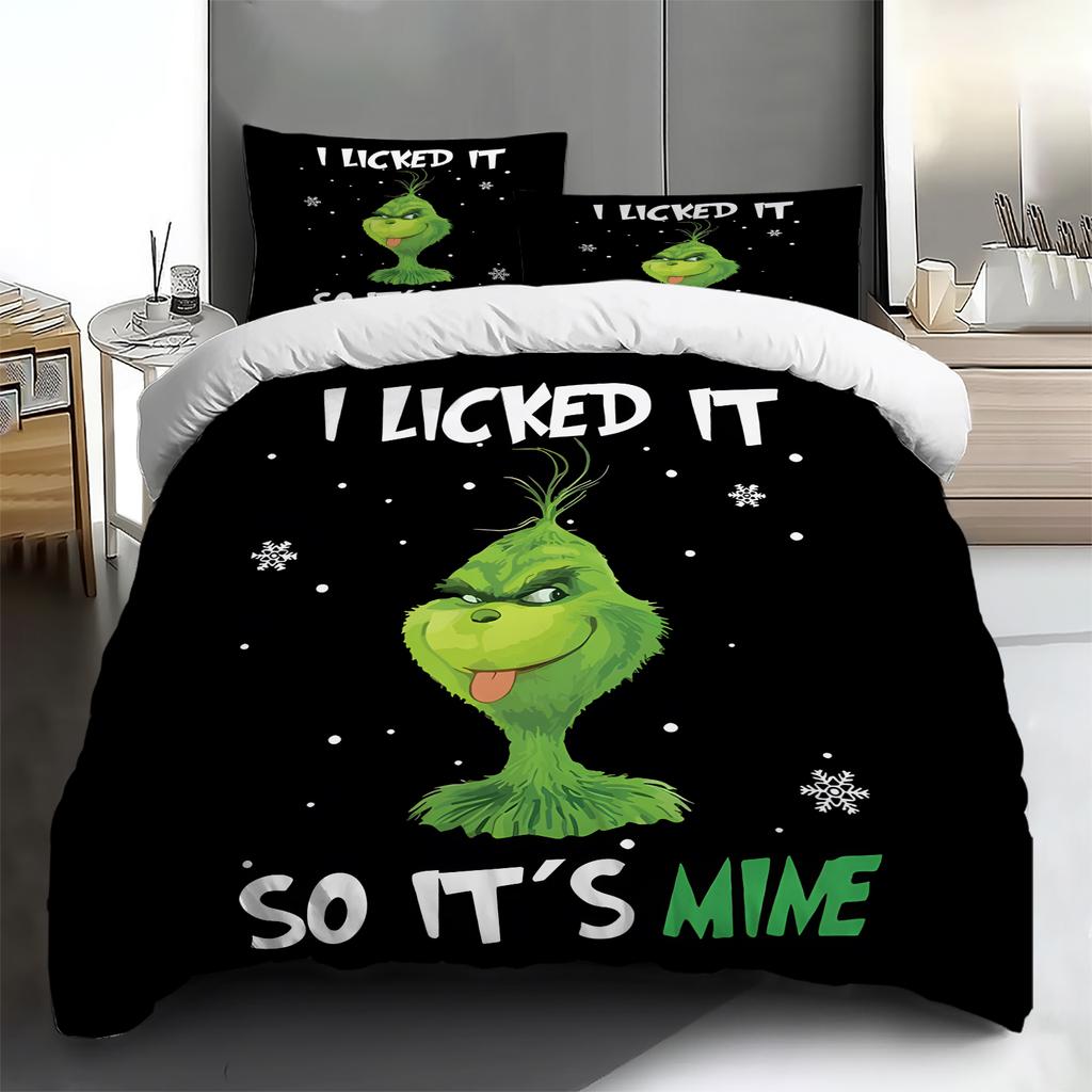 Duvet Cover Printed With Christmas Decoration Super Soft Brushed Microfiber Double Bed Comfortable Set With Zipper Closure And 2 Pillowcases