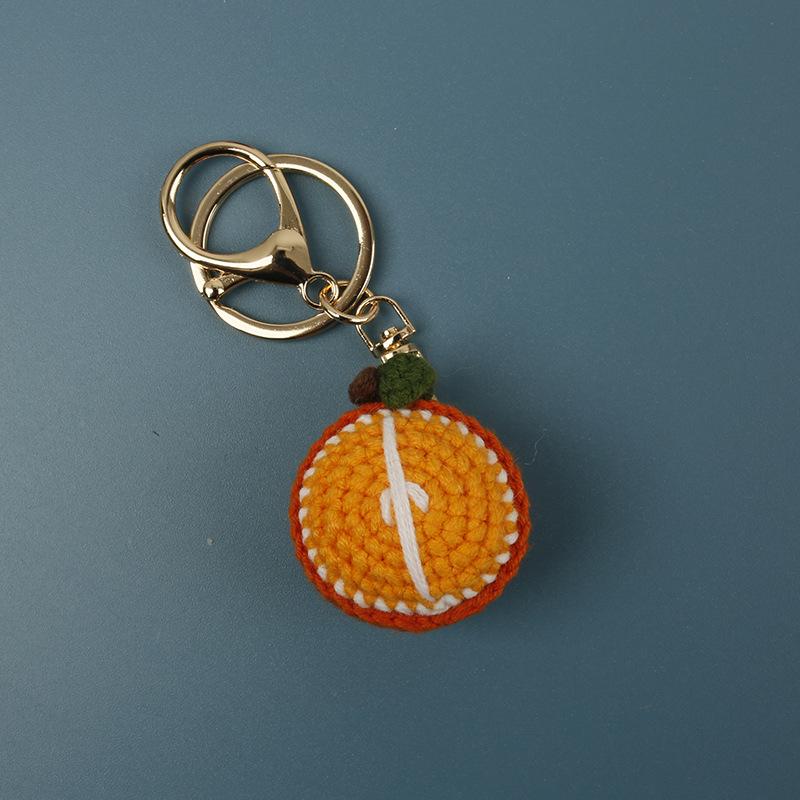 Cute Fruit Series Crochet Keychain Handmaking Knitted Fruit Keyrings For Bag Pendant Keychain Custom Accessories