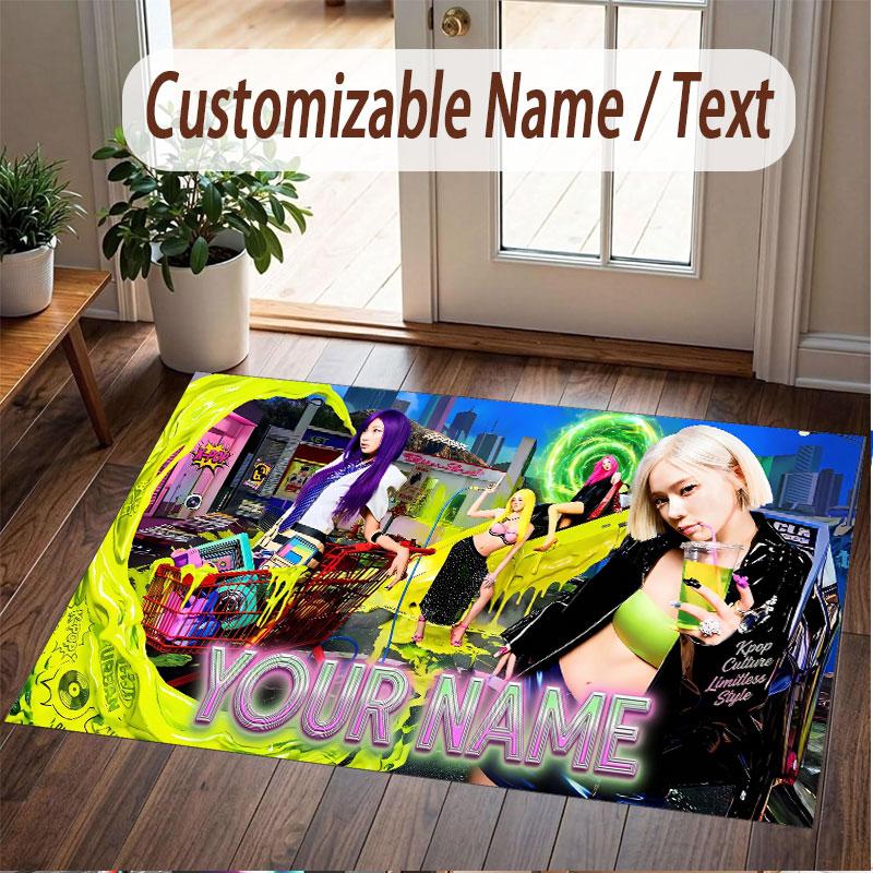 Custom Name Crystal Velvet Rug,aespa Comfortable Anti Slip Floor Mat For Room Decoration