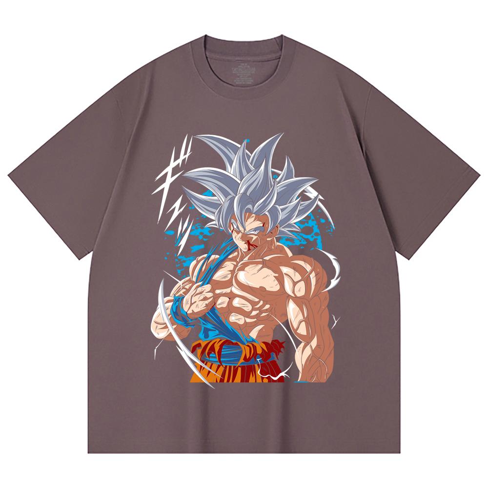 230 Gsm 100% Cotton Dragon Ball V47 Goku Ultra Instinct Print Unisex Heavy Cotton T Shirt